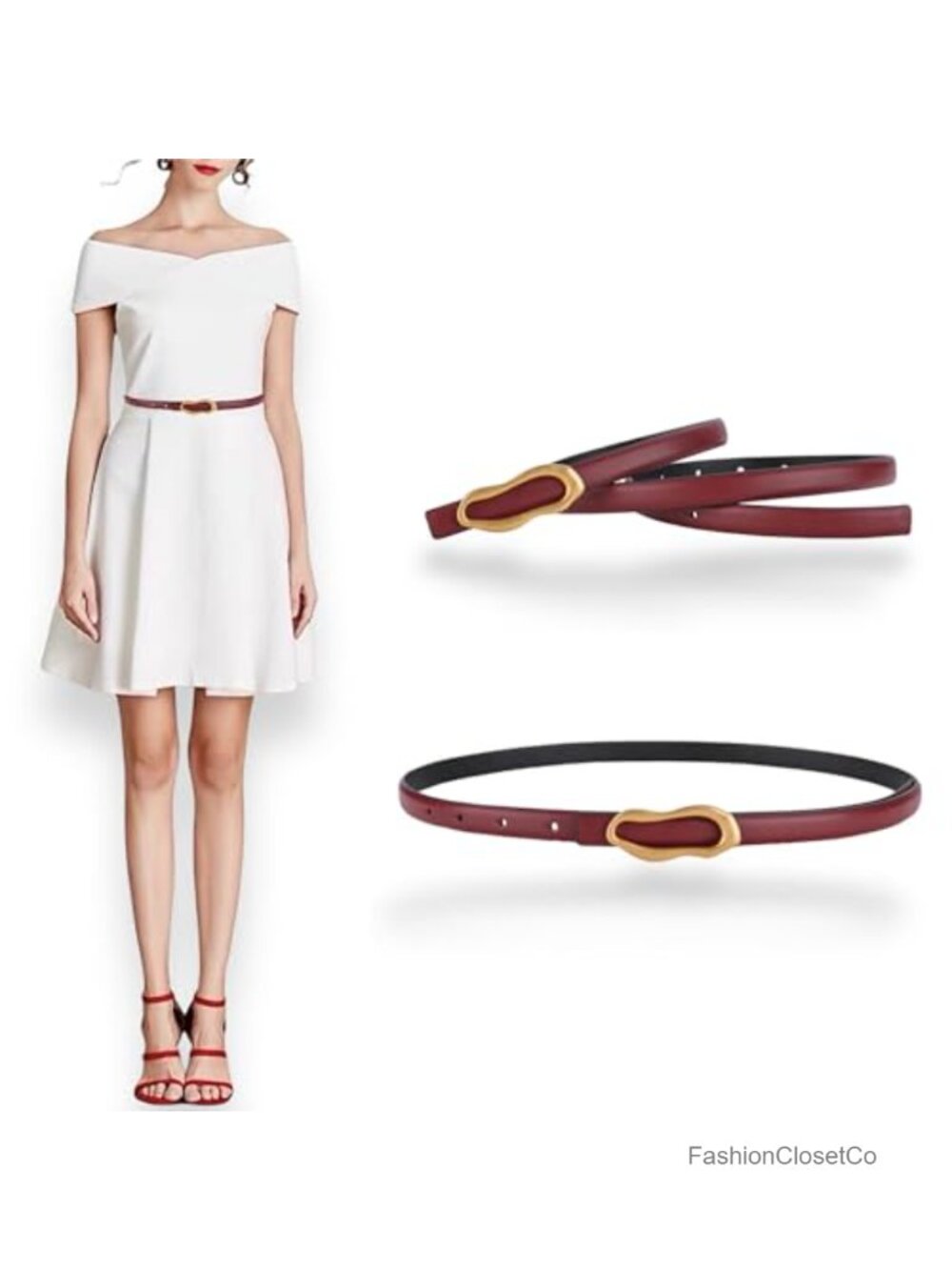 Women's Genuine Leather Skinny Belt Slim Dress Pants Soft Waistband